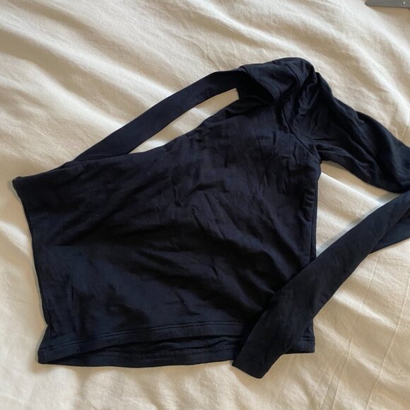 NWT Garage Cutout Black Crop Top Fitted Stretchy Half Sleeve Shirt Size Small - Picture 5 of 5